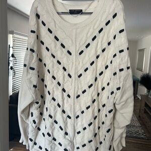 Lane Bryant White and Black Cable Knit Sweater